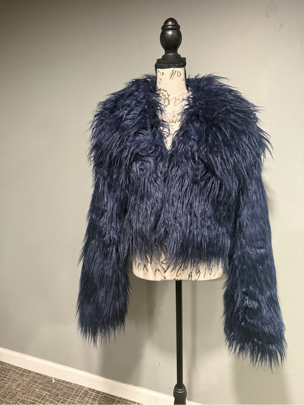 AKIRA Navy Faux Fur Teddy Jacket - Women